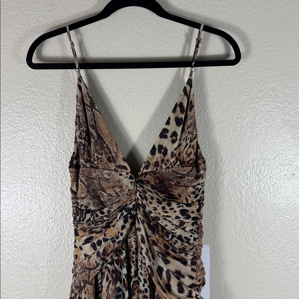 Michael Costello × REVOLVE Natalia Gown in Leopard Brown Animal Medley - Picture 9 of 10